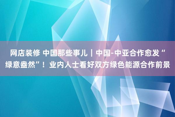 网店装修 中国那些事儿｜中国-中亚合作愈发“绿意盎然”！业内人士看好双方绿色能源合作前景