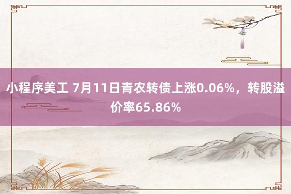 小程序美工 7月11日青农转债上涨0.06%，转股溢价率65.86%