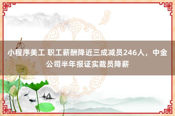 小程序美工 职工薪酬降近三成减员246人，中金公司半年报证实裁员降薪